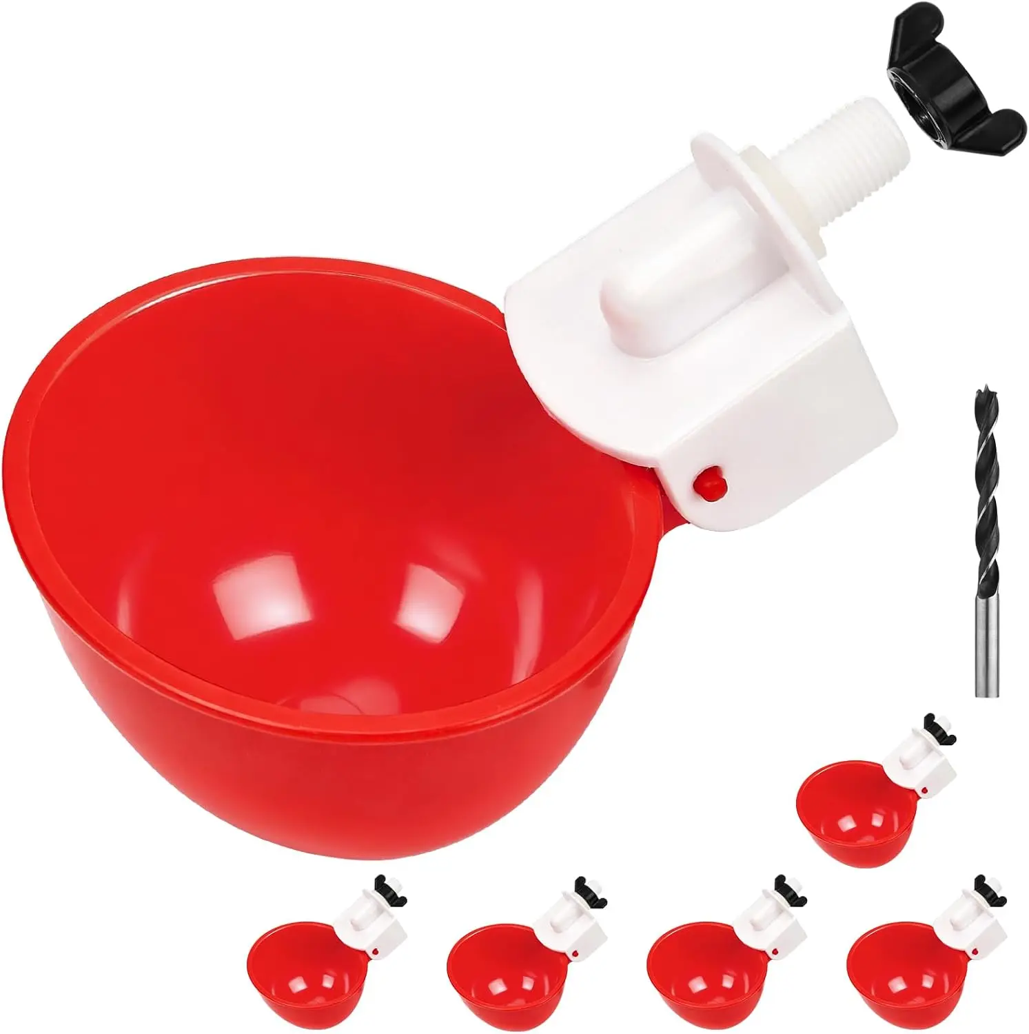 Automatic Chicken Waterer Cups, 6 Packs Large Chicken Water Feeder, Chicken Water Cups, Poultry Waterer Great for Duck, Chicken, Goose, Turkey, Bunny and Bird with Installing Drill