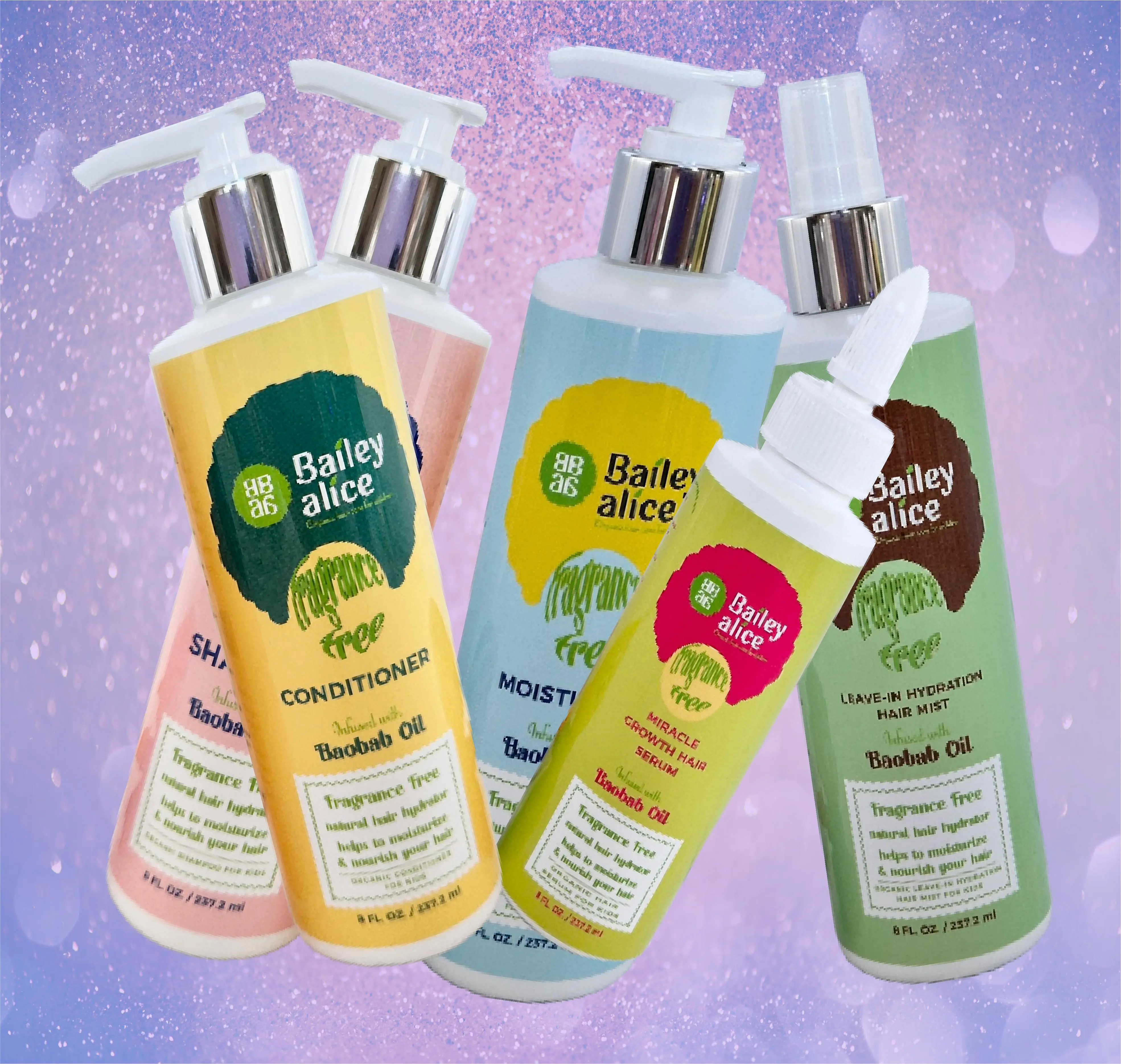 Baobab Fragrance Free Hair Care Collection - Unscented - Contains Shampoo, Conditioner, Hair Moisturizer, Leave In Hair Mist and Baobab Hair Growth Serum