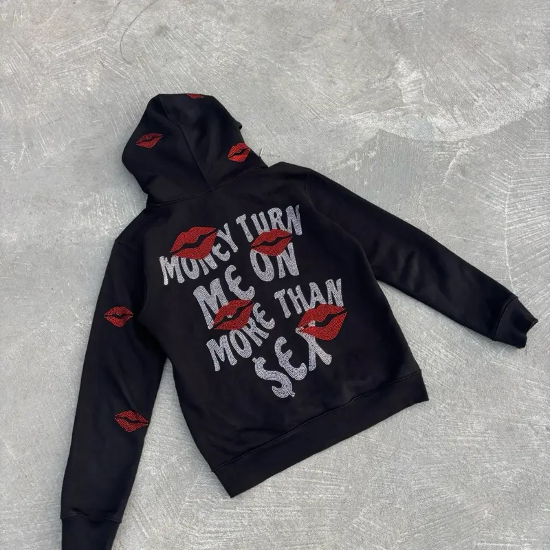 I CANT LOVE YOU w/ KISSES Hoodie - Black Hooded Sweatshirt with I CANT LOVE YOU w/ KISSES Hoodie - Black Hooded Sweatshirt with
