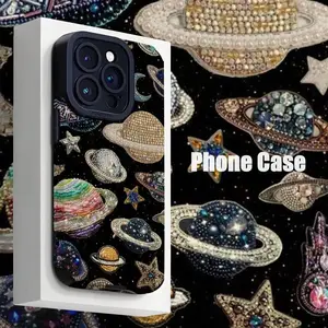 Rhinestone Space Pattern Phone Case, 3D Shockproof Phone Protective Cover, Phone Accessory Compatible with iPhone 11 12 13 14 15 Pro Max