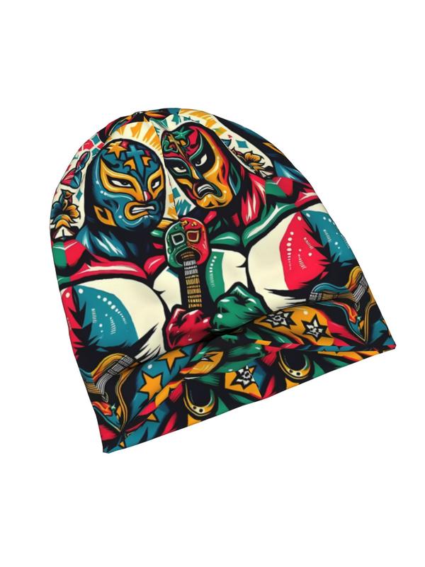 Mexican Wrestling Spring and Autumn Soft Hat Sports Hoodie Breathable Fitness Knitted Hat Warm Running Fashion Printed Graphic Hat Outdoor Sports Elastane BIIHUDU Brand