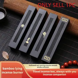 Portable Bamboo Incense Box, Hollow Out Wooden Incense Holder, Travel Friendly Incense Burner, Compact Design for On-The-Go Use