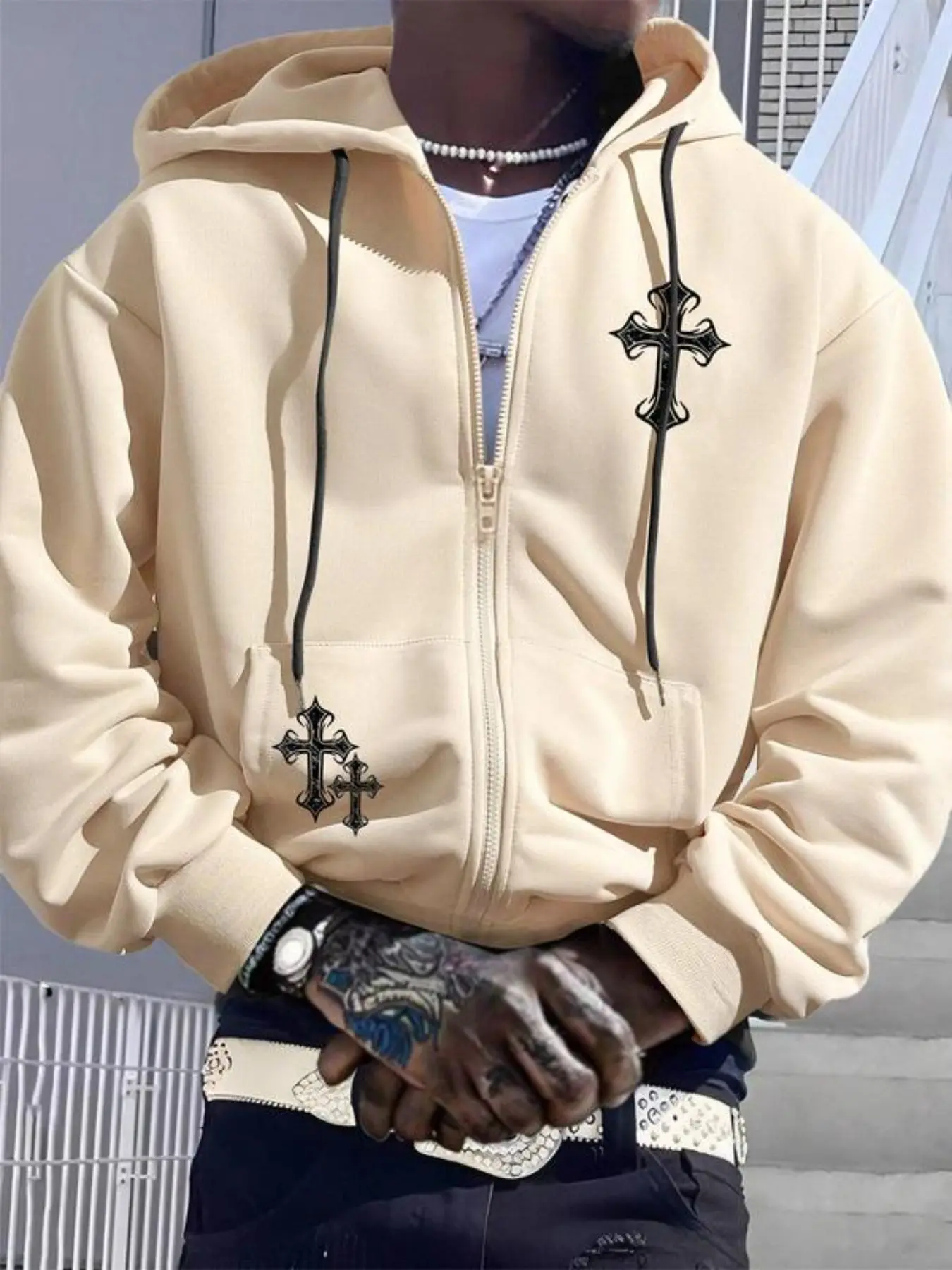 mens cropped zip hoodie - TikTok Shop