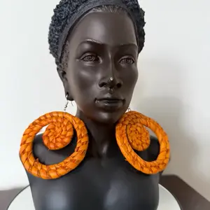 Woven Orange Bold Earrings - Large Statement Pieces for Bold Style