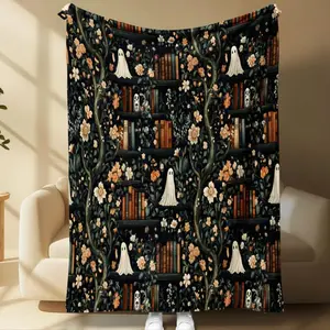 Halloween Ghost Bookshelf Blanket, Perfect Home Decor Gift, Spooky Festival Decoration, Cozy and Stylish, Ideal for Halloween Parties, Decorative Giftable Blankets