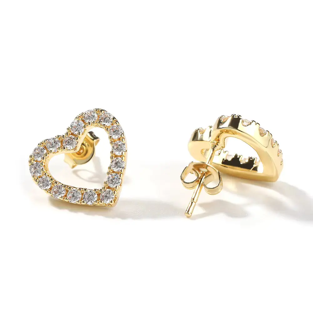 GOLD HEART SHAPED DIAMOND EARRINGS