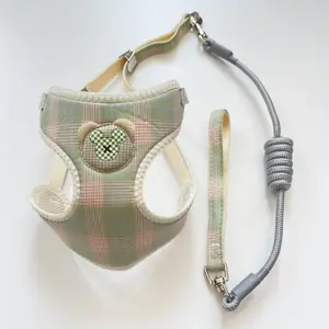 PetSmart Home Pet Outdoor Adjustable Chest Harness Leash with Cute Bear Design Super Good Quality Artificial Leather Dog Vest Leash for Comfortable Fit