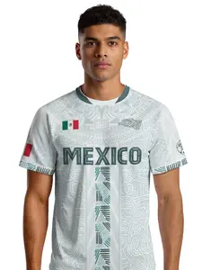 Mexico Aztec Calendar Heritage Soccer Jersey, Fitted Long Sleeve Design for All Seasons, Casual Ethnic Print Style