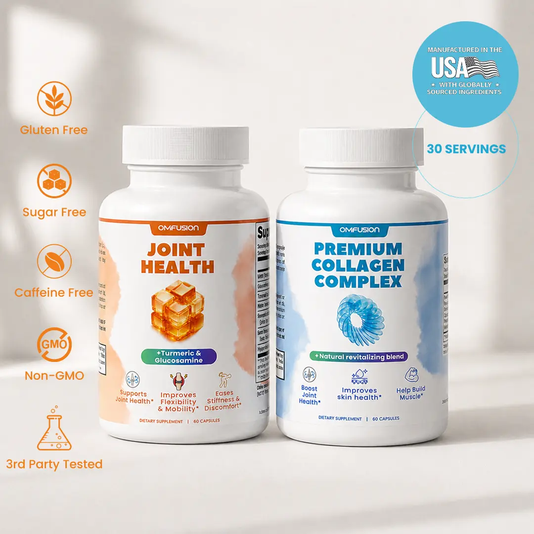 OM FUSION Active Aging Duo with Joint Health and Premium Collagen Complex, 2-Bottle Mobility and Collagen Bundle