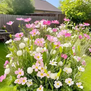 6 Bundles of Outdoor Artificial Flowers |   Imitation Shrub Plants, Uv-Resistant Green Plant Stems, Weed-Proof, Tall Plastic Onion Grass Plants with Floral Decorations, Suitable for Indoor And Outdoor Gardens And Homes