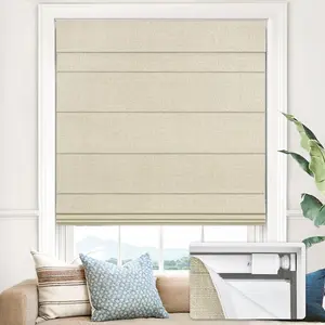 100% Blackout No Tools No Drill Cordless Roman Shades for Windows, Size 34 1/4" W * 72" H (for Windows 34.5" W * 72" H) Blackout - Beige