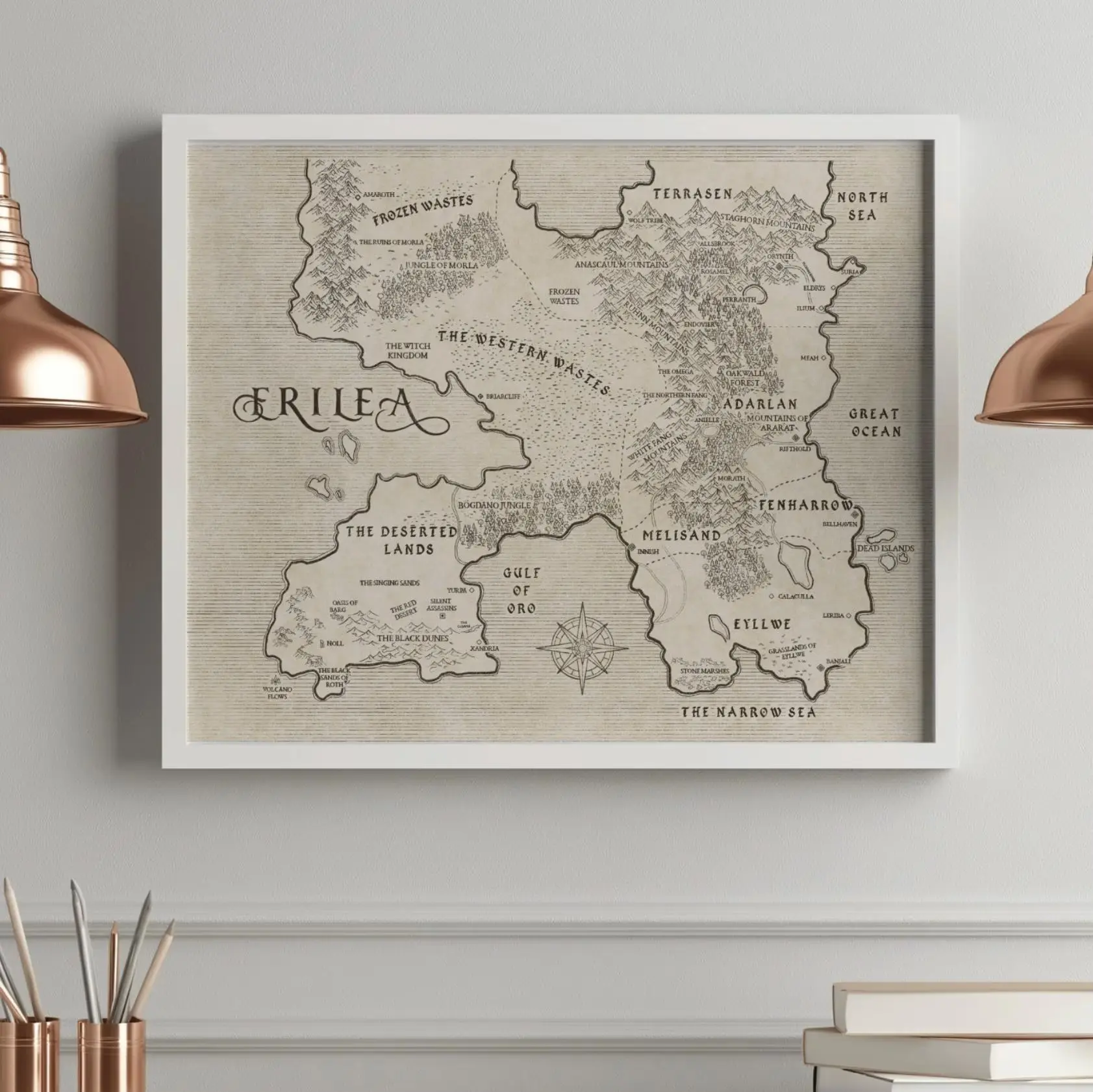 Throne of Glass Unframed Poster, Throne Of Glass Map Erilea Sarah J Maas ACOTAR Merch Velaris Poster Booktok Bookish Wall Art Bat Boys A Court Of Thorns And Roses Book Gift, Gift for Booktok Girlies, Fantasy Book Lover Decor