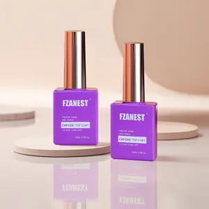 FZANEST Gel Top Coat Diamond- 15ml No Wipe Top Coat Clear Gel Nail Polish High Gloss Mirror Shine Soak Off UV LED Gel Finish Chrome Top Long Lasting