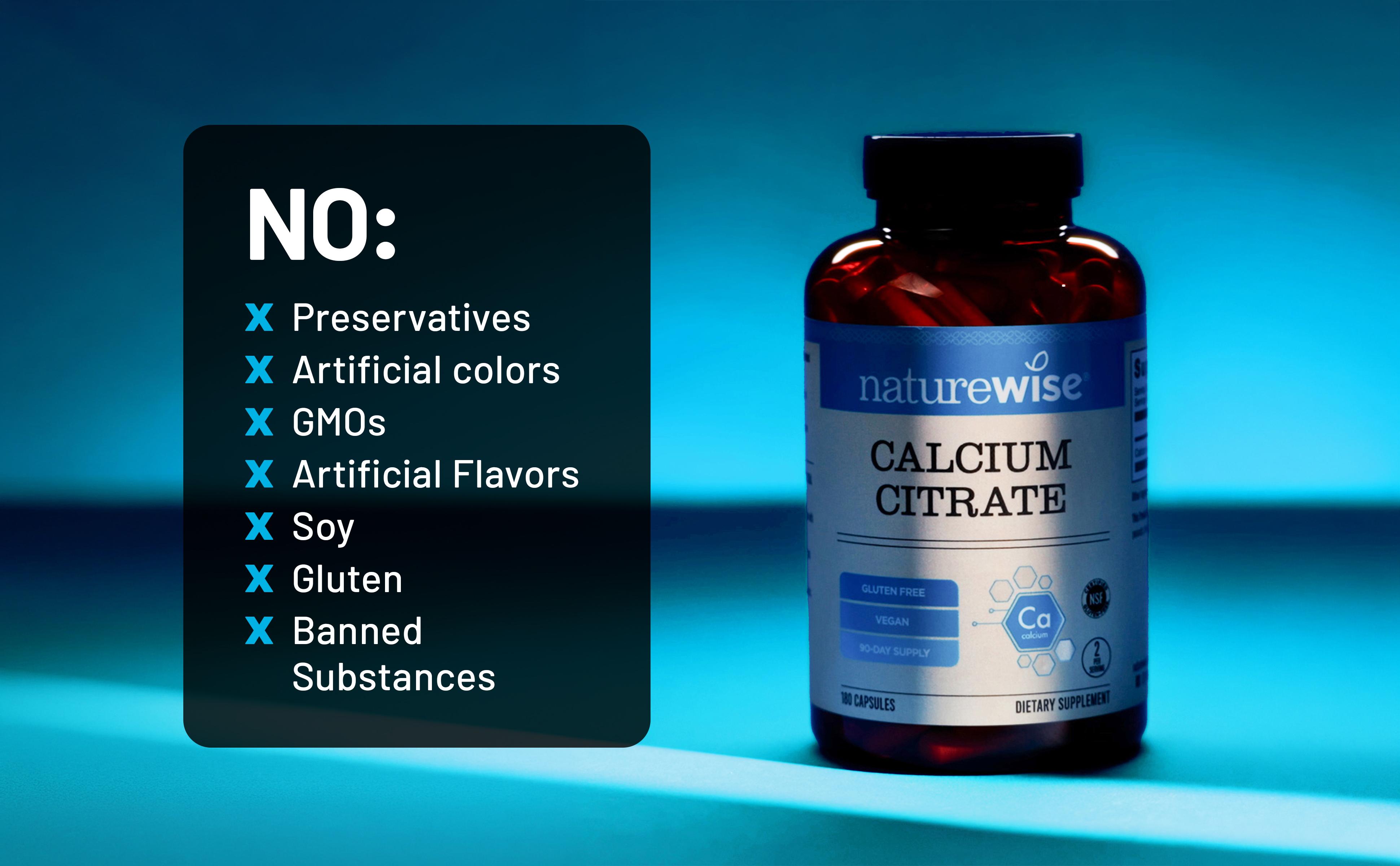 NatureWise Calcium Citrate 300mg Capsules - Supplement for Bone Health - Easy to Digest & Well-Absorb - Vegan, Non-GMO, Gluten-Free - USA Manufactured