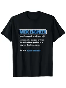 Funny Audio Engineer T-Shirt for Men & Women - Sound Technician Gift with Sound Wave & Audio Equipment Design  Cotton Casual Tee (S-XXXL) Music Producer Apparel DJ Tech Shirt Durable Digital Print
