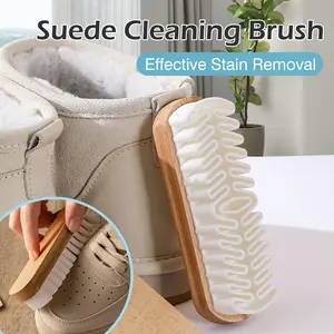 1 Count Suede Shoe Brush, Multi-Surface Cleaning Brush, Cleans Dirt from Delicate Shoes and Fabrics, Wood Handle for Comfortable Use