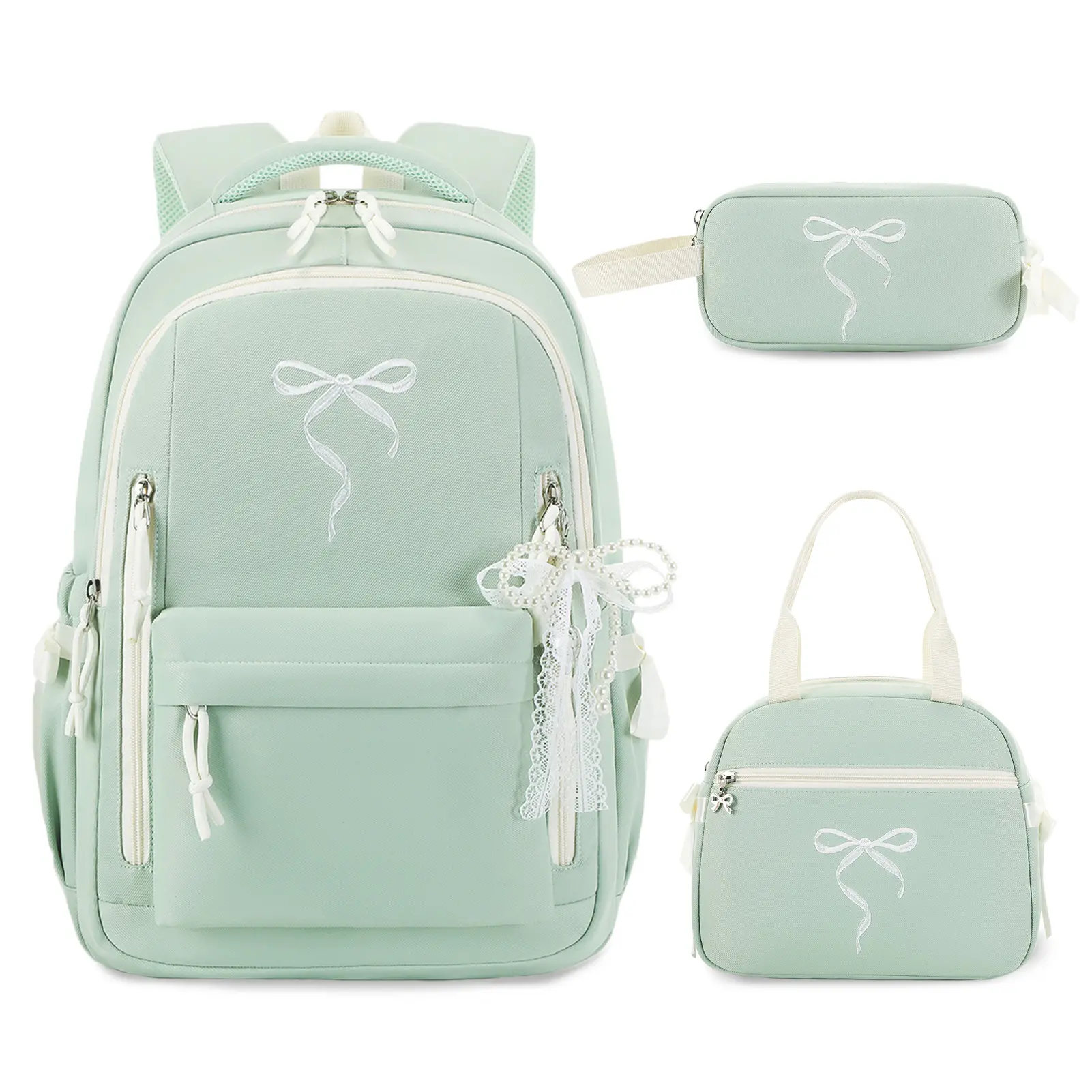 SIMILOVE Cute Bow Girls' Backpack Set - Elementary-Middle School Luggage, Back to School/Party Gift with Lunch Bag, Pencil Case or Insulated Water Bottle, Bookbag, Cute Backpacks For School, Back To School Shopping, Lunch Boxes For School