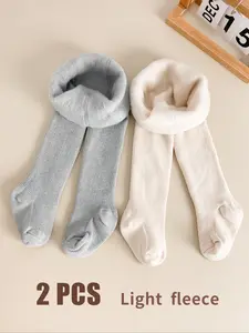 Girls' Two-Piece Jumpsuits, Autumn-Winter Thin Velvet Pants, Soft Comfortable Warm, Plain Casual Style, Suitable for Outdoor Wear, Winter Set