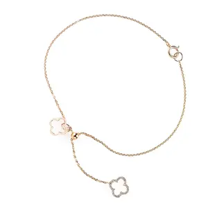 Diamond Clover Lariat Bolo Bracelet