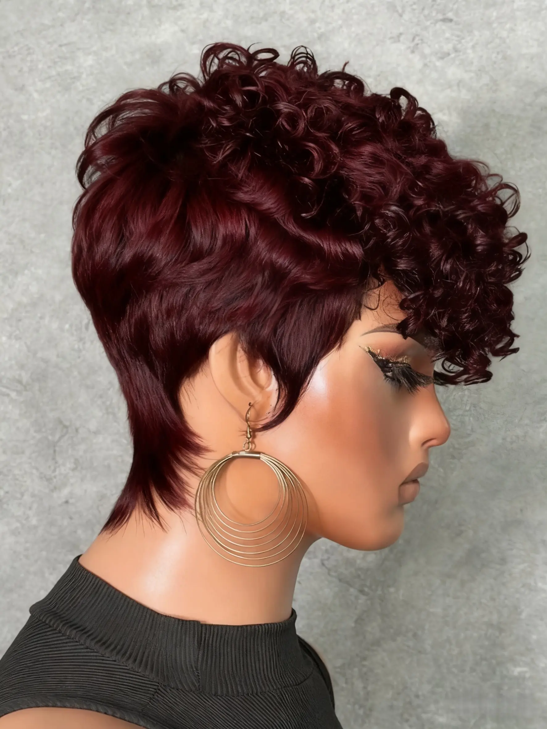 Urban Edge Wave Pixie Human Hair Wig with Curls, Fashion Wig, Short Bob Wigs, Full Machine Made,Mullet Wigs for Women, Pixie Cut Wig, Curly Wig