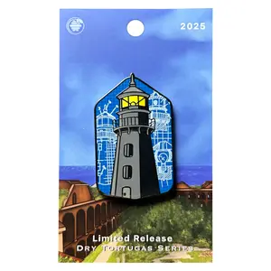 Garden Key Lighthouse - Blueprint Pin With Magnet - Fort Jefferson