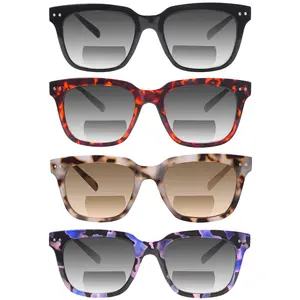Adults' 4-Pack Polarized Bifocal Reading Glasses, Lightweight Multi-Tortoise Mix Color Frames, Daily UV Sun Protection Presbyopic Eyewear