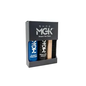 SHOE MGK Clean & Protect Shoe Care Kit - 4oz Cleaner & Conditioner, 4oz Water & Stain Repellent, Brush for Footwear Comfort