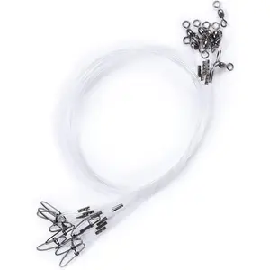 50 lb Fluorocarbon Fishing Leader,10Pcs/20Pcs Fluorocarbon Leaders Saltwater/Freshwater Fishing, 20 Inch Fishing Leaders, 100% Fluorocarbon Leader Line with Swivel and Snap