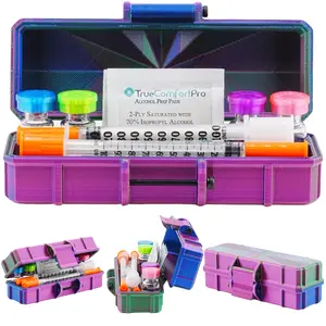4-Slot 3 ml or 10 ml Vial Case with Extra Storage for Syringes, Alcohol pads,  | Organizer for GLP-1, Peptides, Research