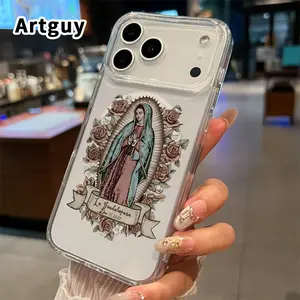 Magnetic Phone Case for iPhone 17 15 Plus 16 Pro Max Air E 14 13 12 11 X XS XR Virgin Mary Pattern TPU Shockproof Anti-Scratch Stylish Smartphone Cover