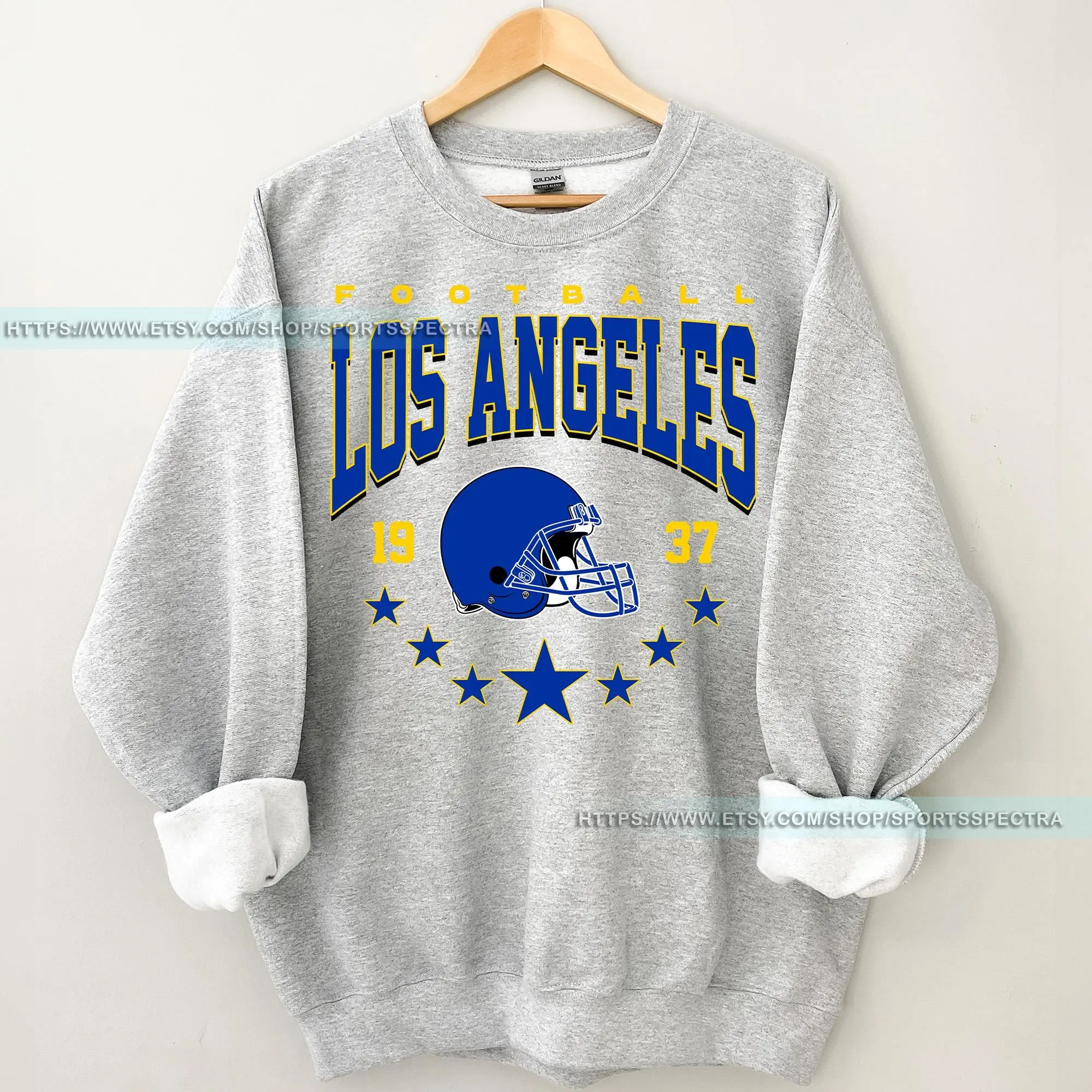 [Sale Up To 50%] Los Angeles Football Vintage Crewneck Sweatshirt, Game Day Pullover, Ram 90s Style Football Crew, Ram Fan Gift, Gift For Fan, Trendy USA Cotton Fabric
