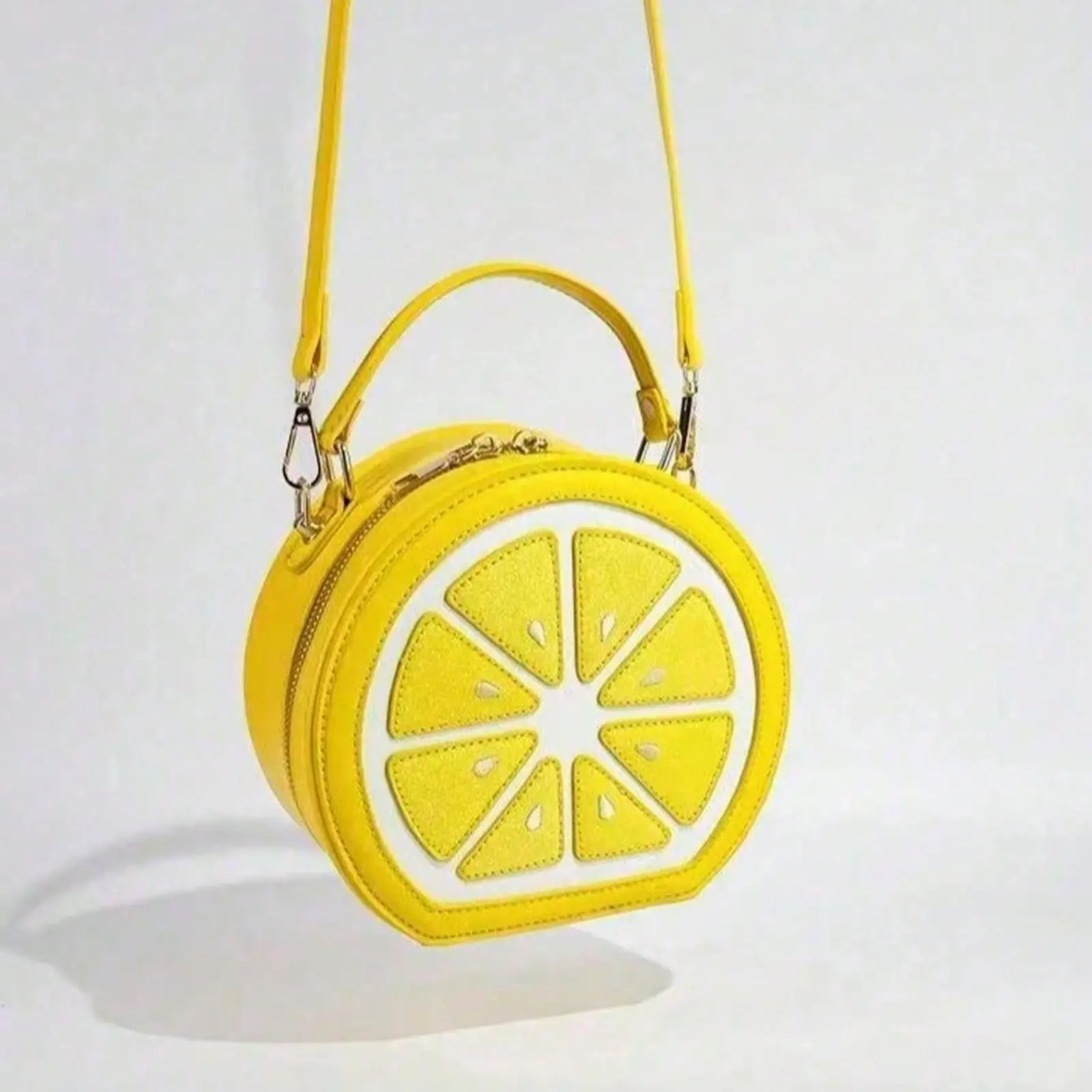 Fashionable and Versatile Fruit Shaped Bag, Lovely Lemon Crossbody Bag for Women, Butter Yellow Handbag Perfect for Holidays Street Fashion Y2K Sequin Patchwork Shoulder Bag