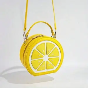 Fashionable and Versatile Fruit Shaped Bag, Lovely Lemon Crossbody Bag for Women, Butter Yellow Handbag Perfect for Holidays Street Fashion Y2K Sequin Patchwork Shoulder Bag
