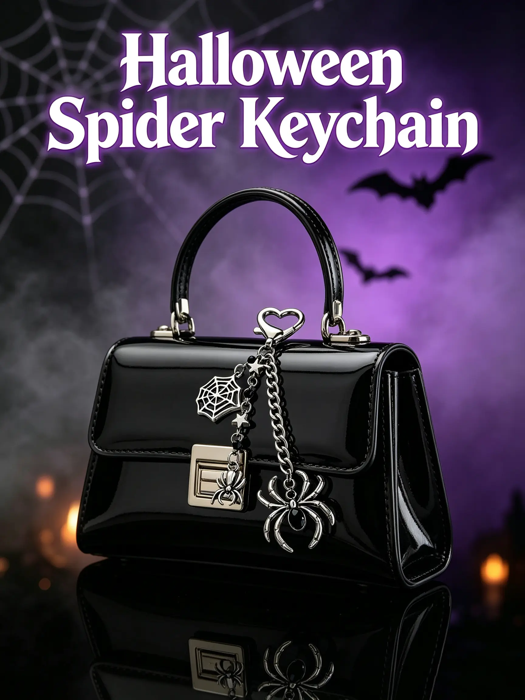 Gothic Punk Spider Keychain, Trendy Dark Aesthetic Bag Charm, Ideal Gift for Friends and Couples, Cute Halloween Keychain Accessory