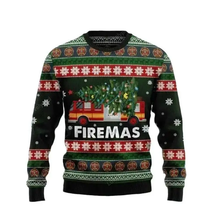 Firefighter Firemas Ugly Christmas Sweater, Firefighter Christmas sweatshirt, Ugly Sweater Christmas Gift