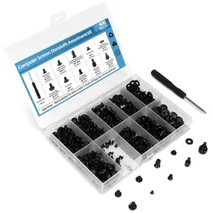 400 count Computer Screws Assortment Kit with  Motherboard Standoffs Screws for Universal Motherboard, HDD, SSD, Hard Drive,Fan, Power , Graphics, PC Case, DIY Installation and Repair
