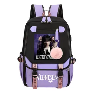 Wednesday (8)_ Trendy Youth Laptop Backpack – Large-Capacity Travel & School Bag for Commuting, Camping & Daily Use, Durable Stylish Design, Perfect Gift for Boys & Girls 11.4” × 18.1”