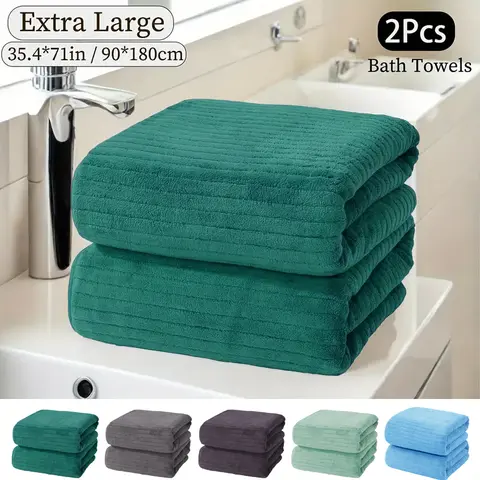 2 Counts Practical Bath Towels Set | Shower Towels | Extra Large Size | Meets Daily Bathing Needs | Multiple Colors Available