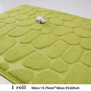 Modern Simple Style Coral Fleece Mat, Non-Slip Rectangle Rug for Living Room Bedroom Bathroom Kitchen, Grass Small Stone Design, 40cm X 60cm