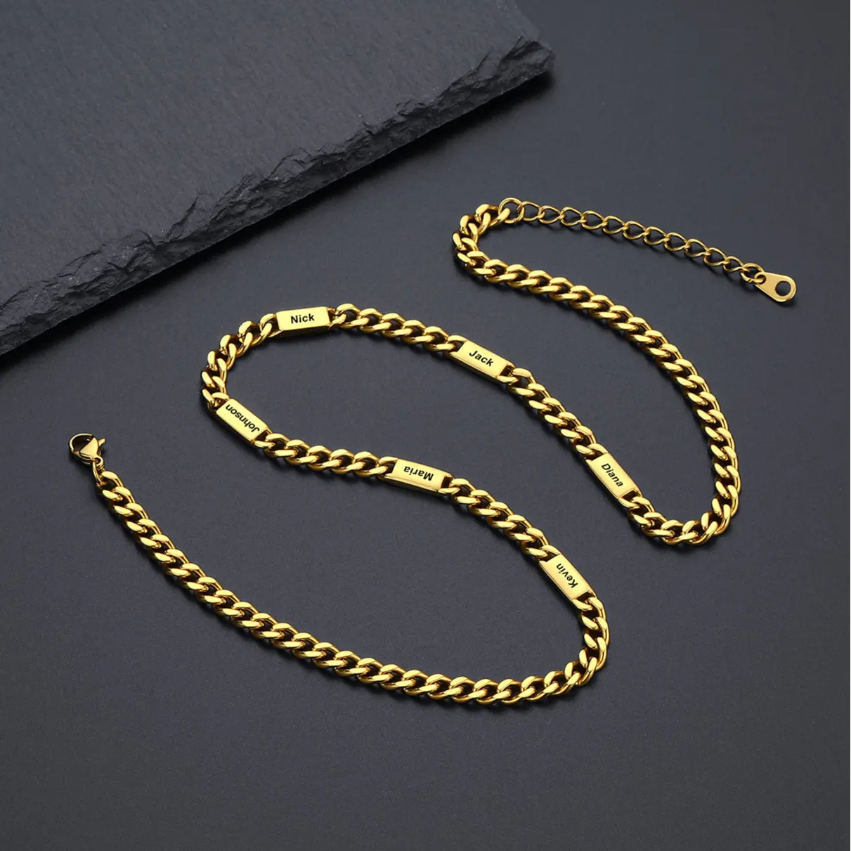 【Add note or leave message for names】PROSTEEL Personalized Stainless Steel Cuban Link Chain Necklace for Men Women, 5mm/7mm/9mm Width Engraving 1-6 Names Steel/ Golden/Black Christmas New Year Customized Gift 【Add note or leave message for names】PROSTEEL Personalized Stainless Steel Cuban Link Chain Necklace for Men Women, 5mm/7mm/9mm Width Engraving 1-6 Names Steel/ Golden/Black Christmas New Year Customized Gift