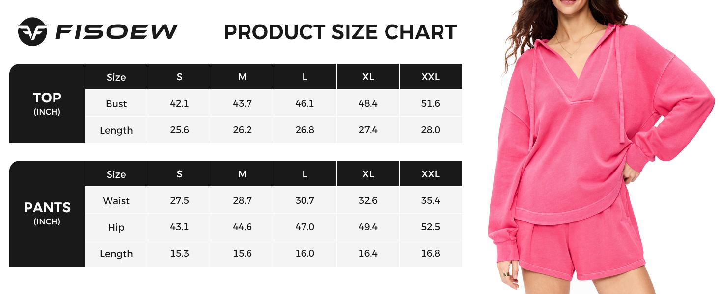 Fisoew Womens 2 Piece Lounge Matching Sets Hoodies and Shorts Sweatsuits | Long Sleeve, V Neck, Two Piece, Oversized, Pullover Sweatshirts, Tracksuit, Active, Athleisure, Fall Outfit, Travel Vacation