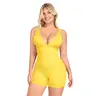 SHAPELLX Deep V Sculpt Bodycon Stretch Shorts Jumpsuit Romper Tummy Control Boyleg Bodysuit