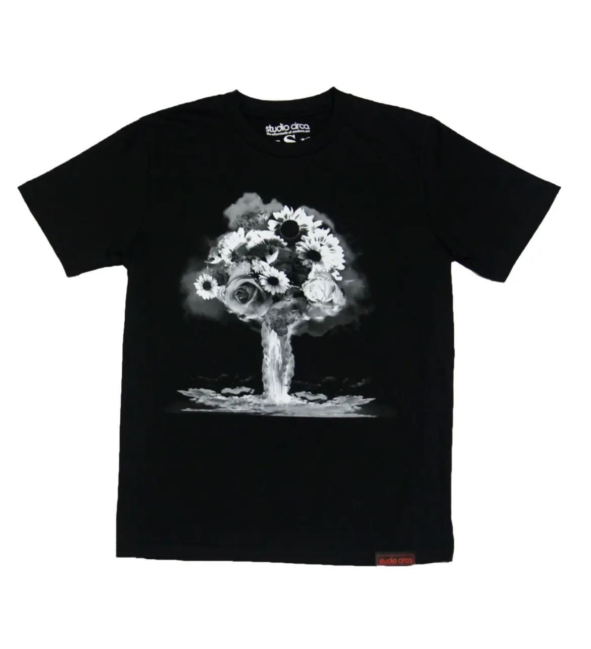 B/W Atomic Flower 100% Cotton, original design Menswear T-Shirt Fashion Fitted Graphic