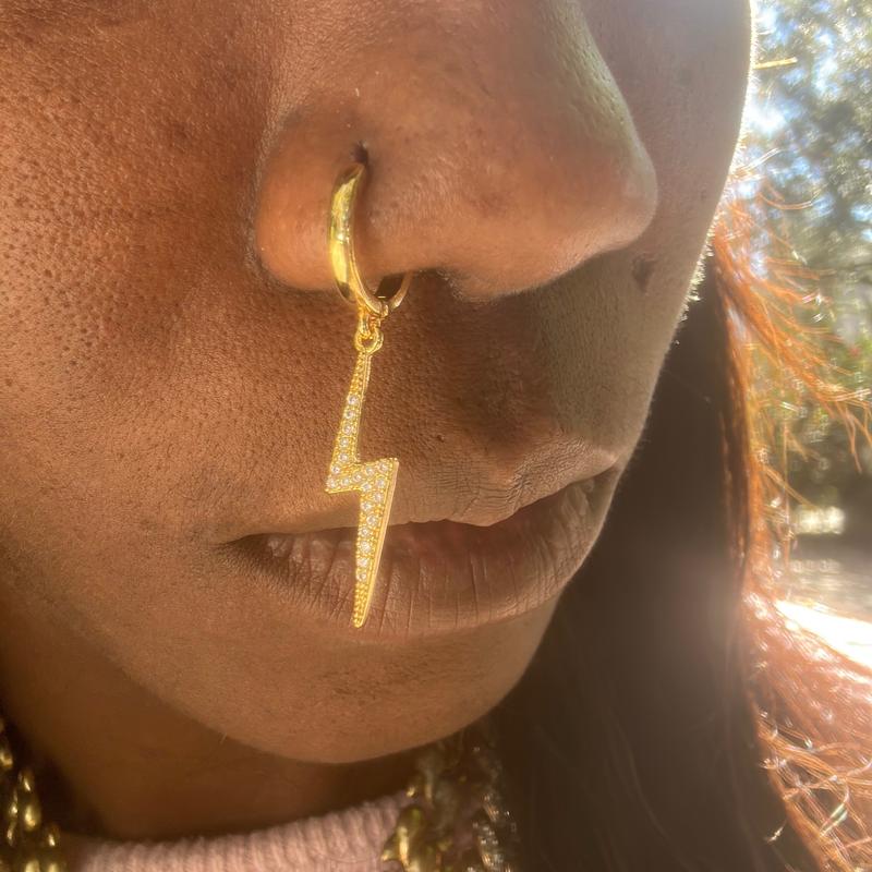 Lightning Bolt Nose Art Piercing Jewelry with Bold Statement