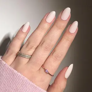 24pcs Oval Nude Acrylic Press-On Nails Set, Includes Jelly Glue and Nail File, Easy to Wear, Perfect for Parties, Dancing, Daily Use, Nail Kit Set