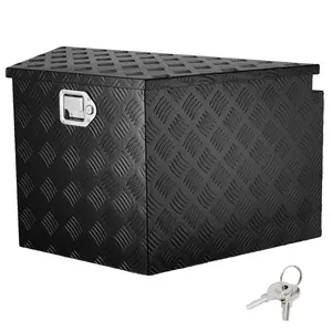 fathersdaygift VEVOR Trailer Tongue Box, Aluminum Alloy Diamond Plate Tongue Box Tool Chest, Heavy Duty Trailer Box Storage with Lock and Keys, Utility Trailer Tongue Box for Pickup Truck, RV, Trailer, 33x19x18