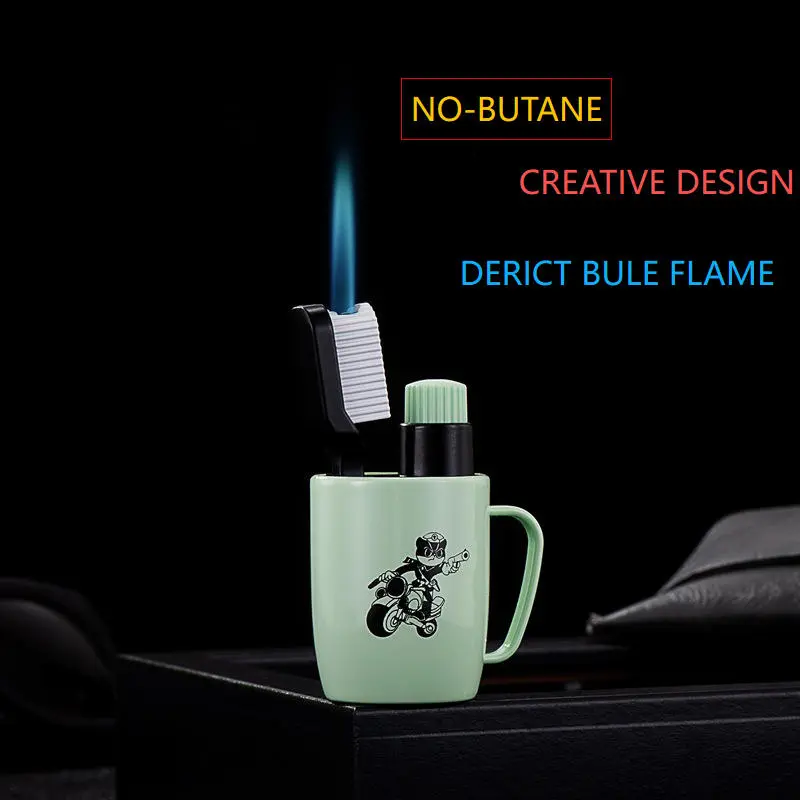 (Not including butane gas) Creative Toothbrush Shape Lighter, Direct Blue Flame, Adjustable Flame, Refillable,Rusable, Suitable For Camping, Barbecuing and Cooking