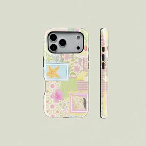 1 pc starfish lemon flower double layer protective case, solid two-in-one protective case, suitable for iPhone 17 16 15 Pro 14 13 12 11 Pro Max 14 Plus 15 Plus 16Plus 17Plus Samsung Galaxy S25 S24 S23 Ultra series protective case couple Aesthetic, Pastel