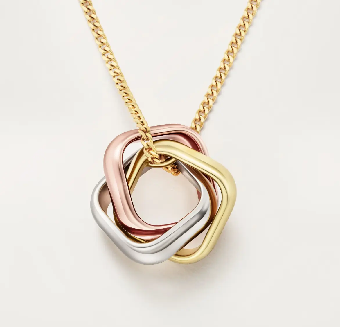Pre-owned Cartier Trinity pendant, cushion shaped 18k gold necklace 2024 full set