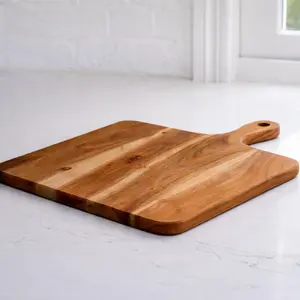 Acacia Wood Cutting Board with Natural Finish and Durable Design for Kitchen Use